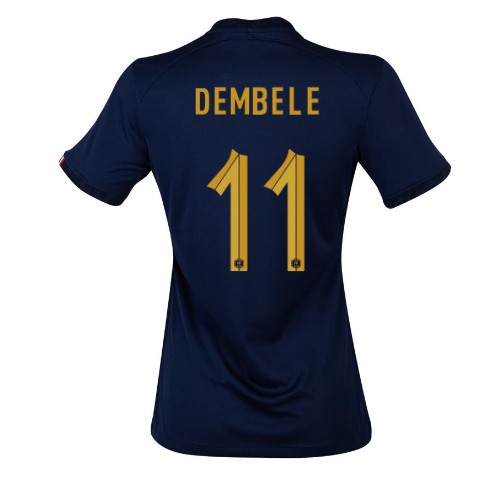 Fotballdrakt Dame Frankrike Ousmane Dembele #11 Hjemmedrakt VM 2022 Kortermet